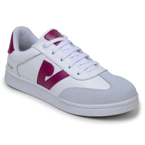Sapatenis Feminino 100% Couro Legitimo Moderno Confortável Detalhado PX-337 - Branco/Pink