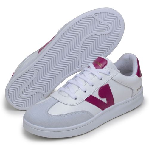 Sapatenis Feminino 100% Couro Legitimo Moderno Confortável Detalhado PX-337 - Branco/Pink