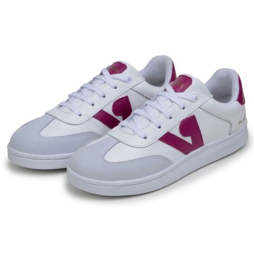Sapatenis Feminino 100% Couro Legitimo Moderno Confortável Detalhado PX-337 - Branco/Pink