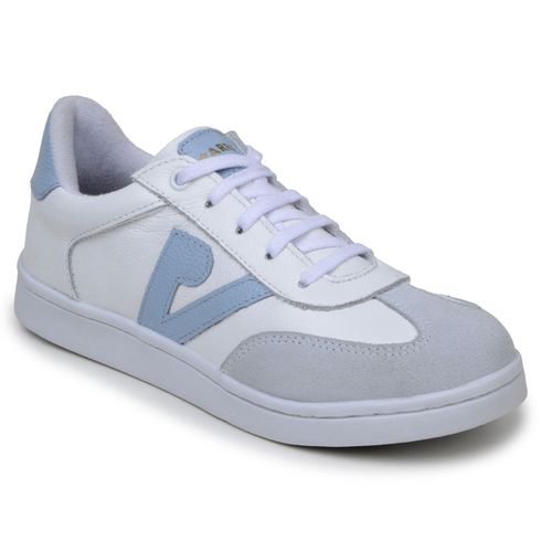 Sapatenis Feminino 100% Couro Legitimo Moderno Confortável Detalhado PX-337 - Azul