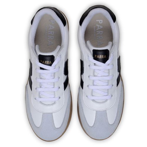 Sapatenis Feminino 100% Couro Legitimo Moderno Confortável Detalhado PX-337 - Branco/Preto