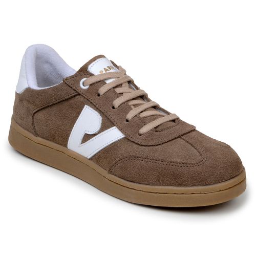 Sapatenis Feminino 100% Couro Camurça Legitimo Moderno Confortável Detalhado PX-337 - Marrom/Branco