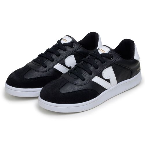 Sapatenis Feminino 100% Couro Legitimo Moderno Confortável Detalhado PX-337 - Preto/Branco
