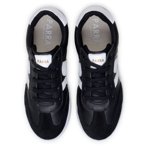 Sapatenis Feminino 100% Couro Legitimo Moderno Confortável Detalhado PX-337 - Preto/Branco
