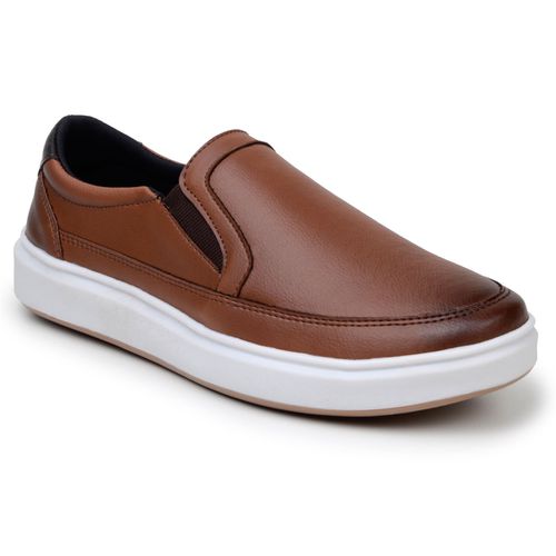 Sapatenis Masculino Slip On Casual Iate Mocassim 100% Couro Eco. - Havana