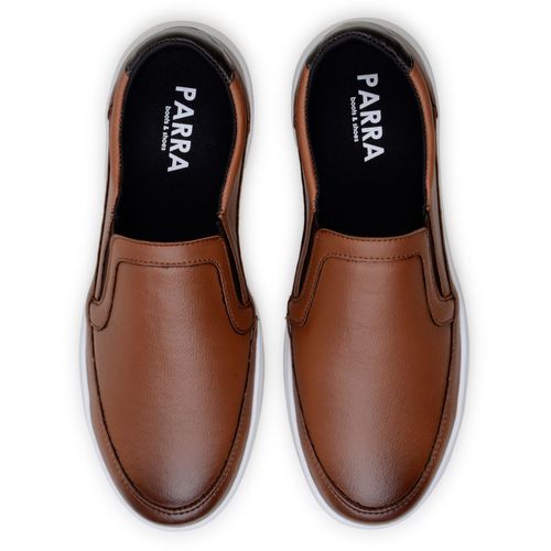 Sapatenis Masculino Slip On Casual Iate Mocassim 100% Couro Eco. - Havana