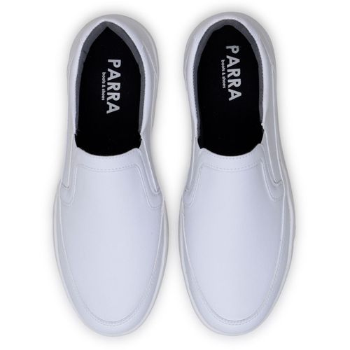 Sapatenis Masculino Slip On Casual Iate Mocassim 100% Couro Eco. - Branco
