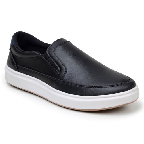 Sapatenis Masculino Slip On Casual Iate Mocassim 100% Couro Eco. - Preto