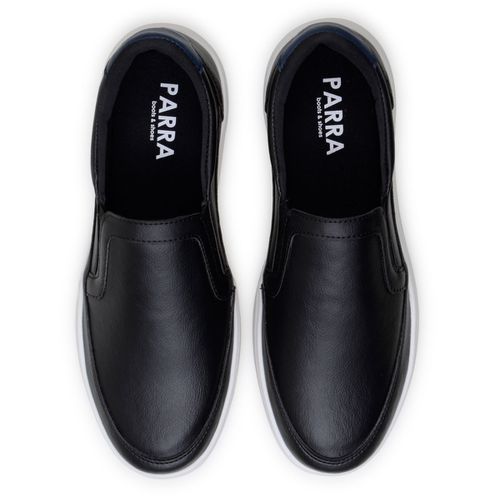Sapatenis Masculino Slip On Casual Iate Mocassim 100% Couro Eco. - Preto