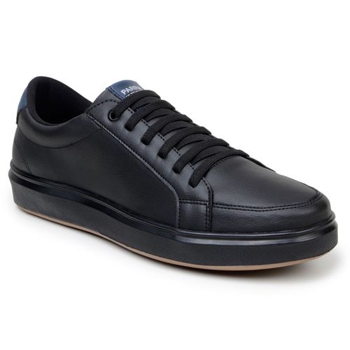 Tênis Masculino Slip Casual Leve E Confortável 100% Couro Eco. - Preto/Preto