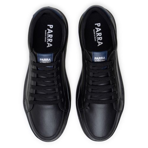 Tênis Masculino Slip Casual Leve E Confortável 100% Couro Eco. - Preto/Preto