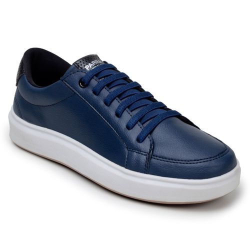 Tênis Masculino Slip Casual Leve E Confortável 100% Couro Eco. - Azul