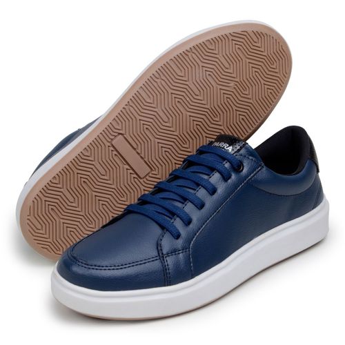 Tênis Masculino Slip Casual Leve E Confortável 100% Couro Eco. - Azul