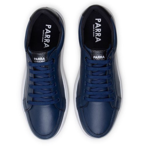 Tênis Masculino Slip Casual Leve E Confortável 100% Couro Eco. - Azul