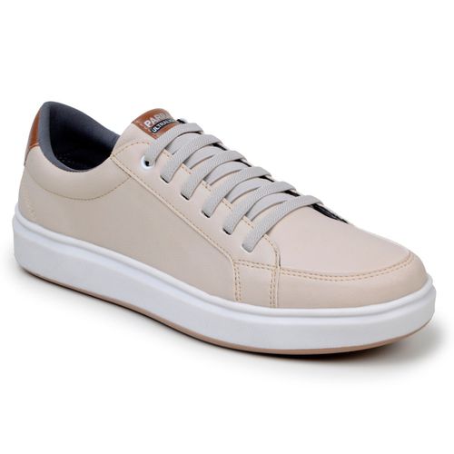 Tênis Masculino Slip Casual Leve E Confortável 100% Couro Eco. - Palha