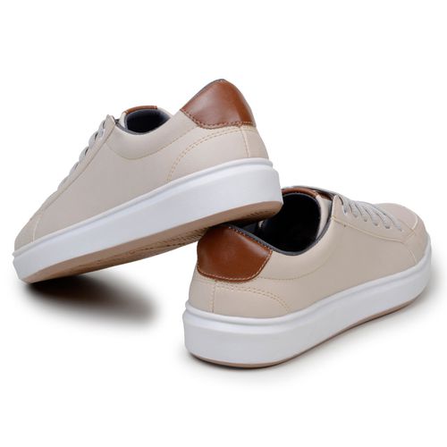 Tênis Masculino Slip Casual Leve E Confortável 100% Couro Eco. - Palha