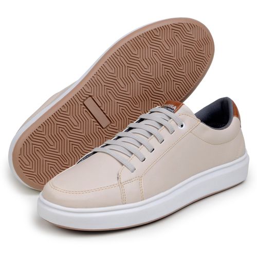 Tênis Masculino Slip Casual Leve E Confortável 100% Couro Eco. - Palha