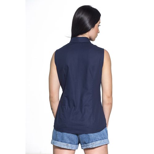 Blusa Azul Sem Manga Jasmine