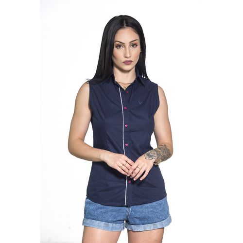 Blusa Azul Sem Manga Jasmine