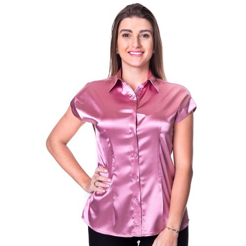 Blusa de Cetim Manga Japonesa Rosê Cory