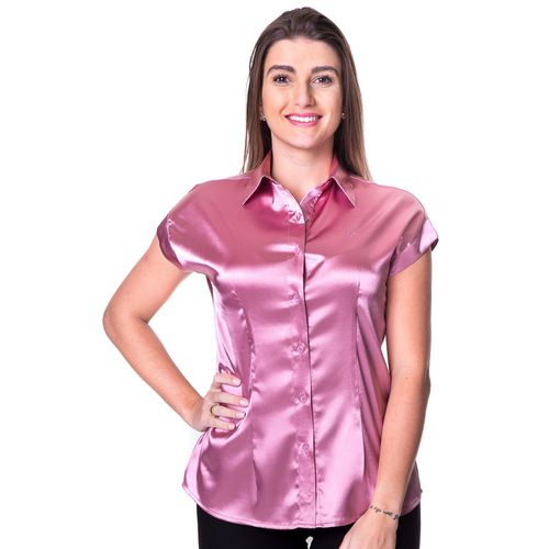 Blusa de Cetim Manga Japonesa Rosê Cory