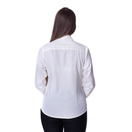 Blusa de Poá Off White Feminina Manga Longa Gabi