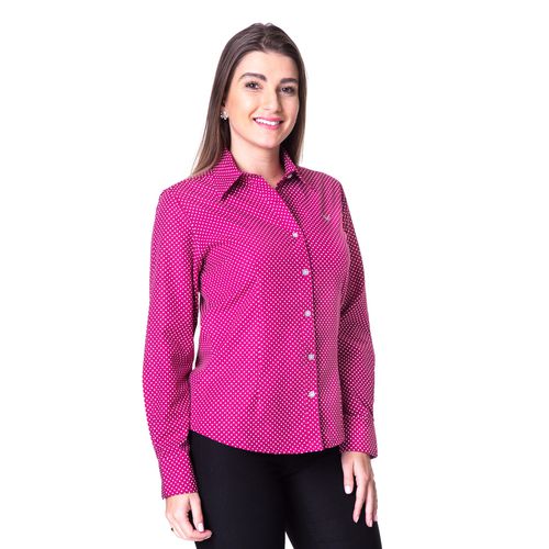 Blusa de Poá Rosê Blush Feminina Manga Longa Adry