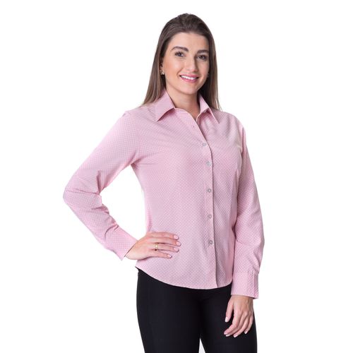 Blusa de Poá Rosê Feminina Manga Longa Nívea