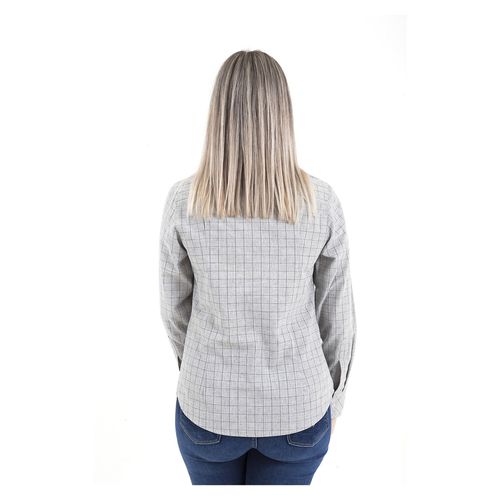 Blusa Feminina Xadrez Cinza Manga Longa Francescas