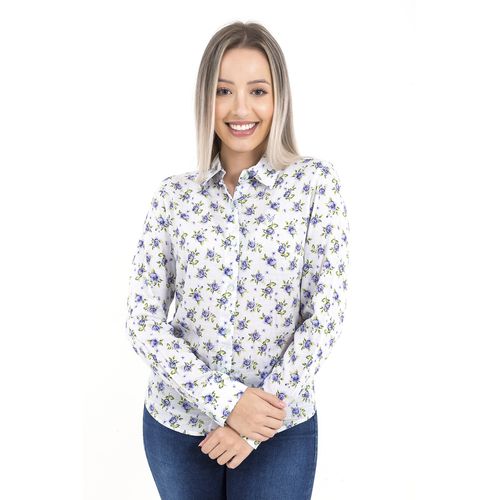 Blusa Floral Social Manga Longa Annecy