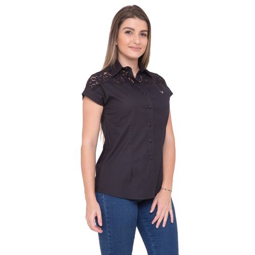 Blusa Manga Japonesa Preta Renda Bianca