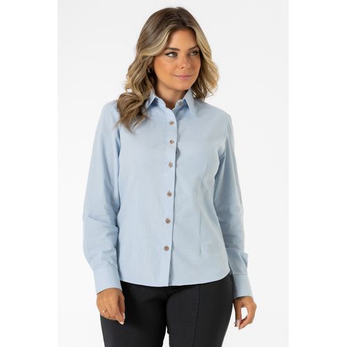 Camisa Azul Clara em Algodão/Linho Maya