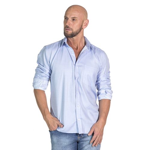 Camisa Azul Claro Social Manga Longa Masculina Romero 