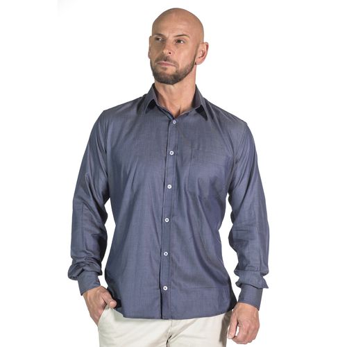 Camisa Cor Jeans Social Manga Longa Masculina Brian