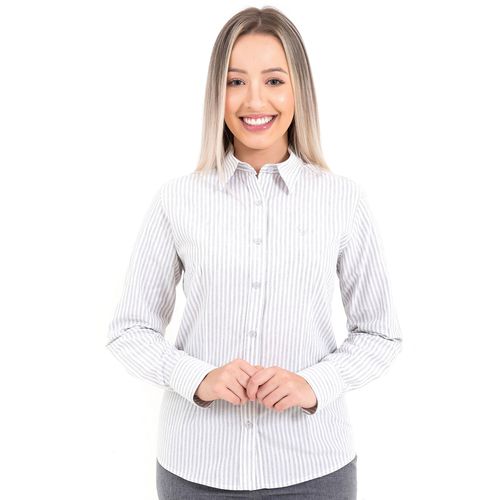 Camisa Feminina Social Listrada Manga Longa Passy