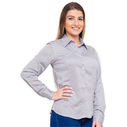 Camisa Prata Feminina Viscose Manga Longa Bettina