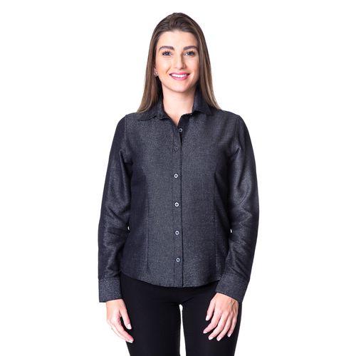 Camisa Preta Feminina Viscose Manga Longa Lorenna