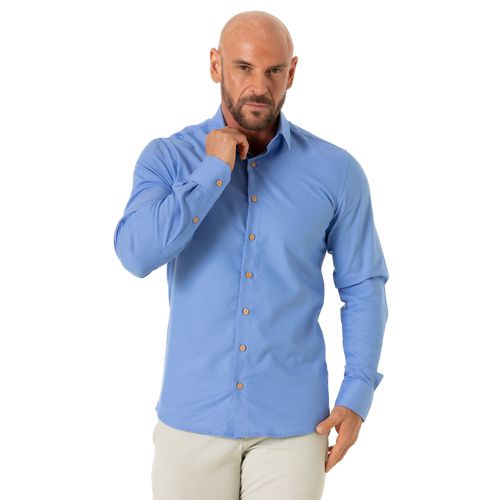 Camisa Slim Social Azul Jeans Claro Milão