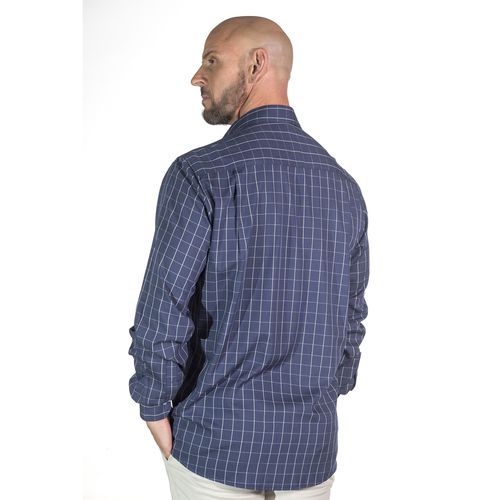 Camisa Xadrez Azul Social Manga Longa Masculina Natan