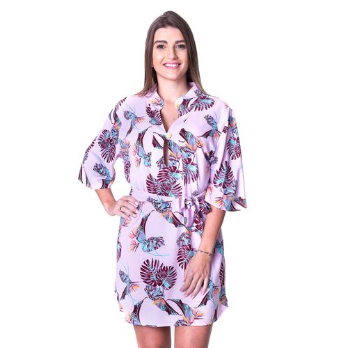 Saída de Praia Floral Lilás Kaftan Cameron