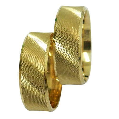 Alianças em Ouro 18k Frisadas com 8mm