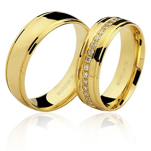 Alianças Abauladas em Ouro 18K Frisos nas Bodas 6,0mm