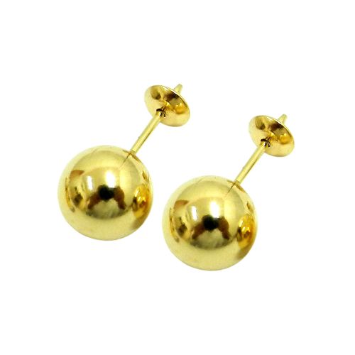 Brincos de garanhão estilo bola dourada amarela de 14k (4,0 mm)