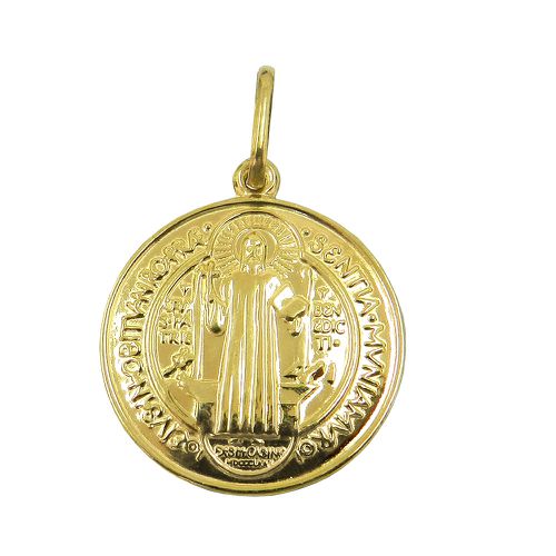 Pingente de Ouro 18k Medalha de São Bento com 19.8mm