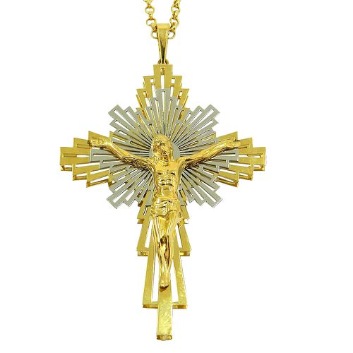 Crucifixo em Ouro 18k Misto Vazado Grande 59.5x37.4mm