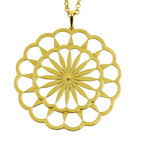 Pingente Mandala Flor em Ouro 18K 