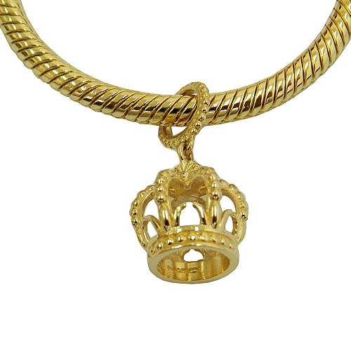 Berloque de Coroa em Ouro 18k para pulseira estilo Pandora
