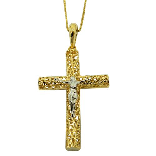 Pingente de ouro 18k Crucifixo Vazado 