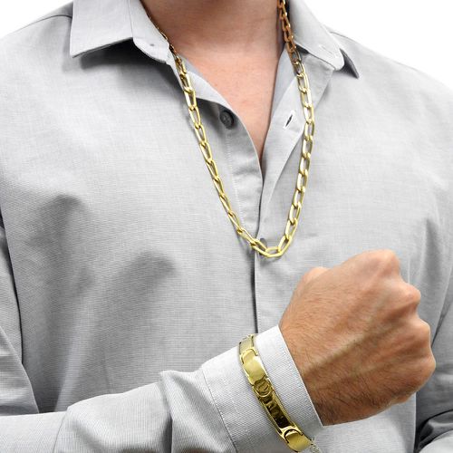 Pulseira Masculina Magnética Bracelete Banhado a Ouro 18K | Amazon.com.br