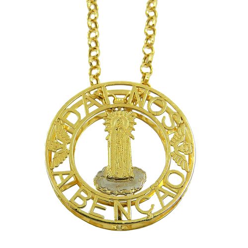 Pingente Mandala Nossa Sra. de Fátima em Ouro 18k 